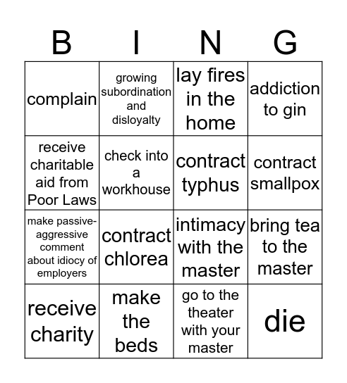 Servant Bingo Card