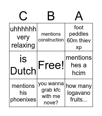 Kohen bingo Card