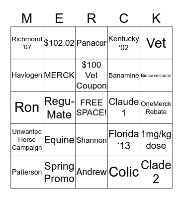 We Love Patterson Vet Supply Bingo Card