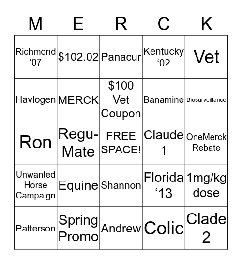 We Love Patterson Vet Supply Bingo Card