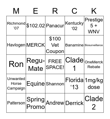 We Love Patterson Vet Supply Bingo Card