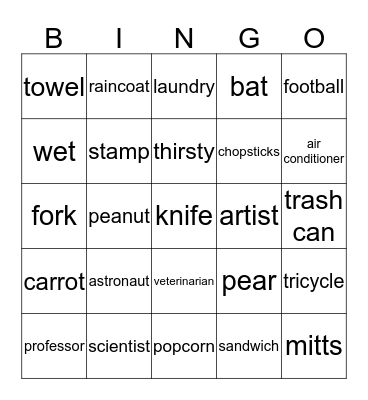 U5  21 - 25 Bingo Card