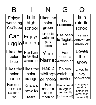 True Beauty! Go around, introduce yourself to others, and have each person you meet put their name next to ONE box that fits them. You may go diagonal, horizontal, vertical or blackout! Bingo Card