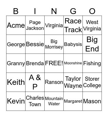 Family Ties Bingo Card