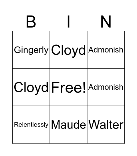 Bearstone Vocabulary Bingo Card