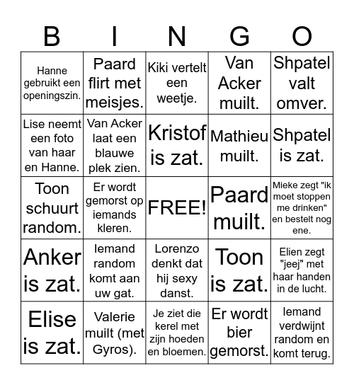 Nieuwjaarsbingo! Bingo Card