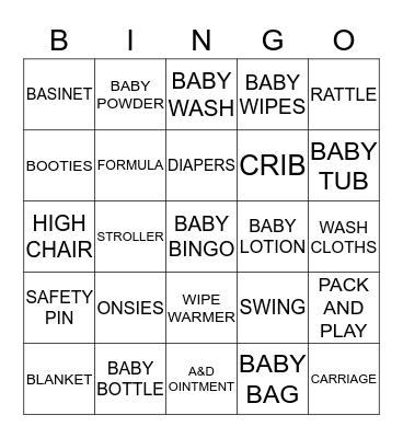 BABY BINGO  Bingo Card