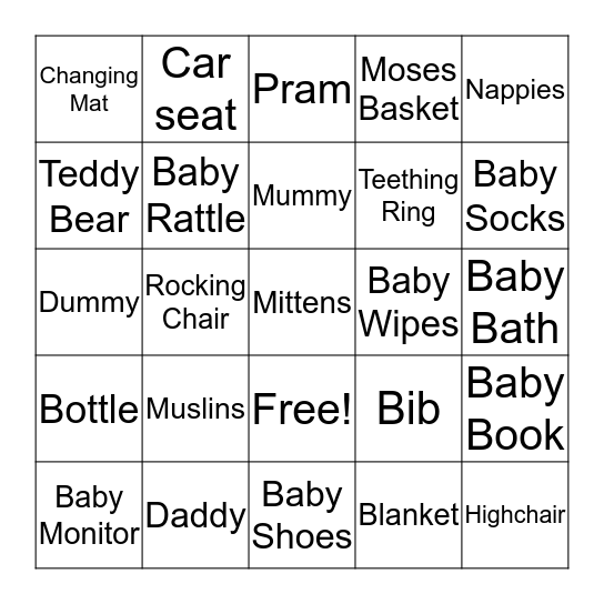 Jes's Baby Shower Bingo! Bingo Card