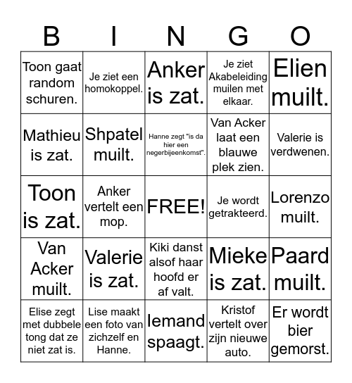 Nieuwjaarsbingo! Bingo Card