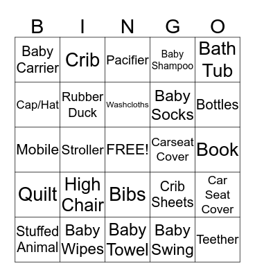 Baby Shower Bingo Card