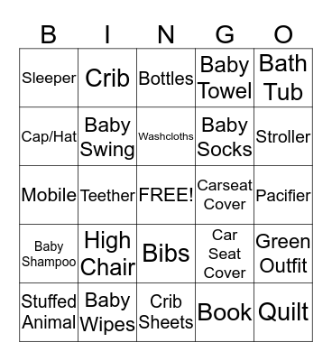 Baby Shower Bingo Card