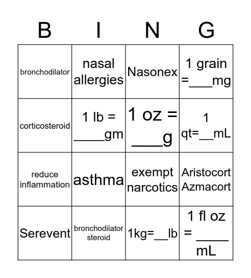 L05 01-05 Bingo Card