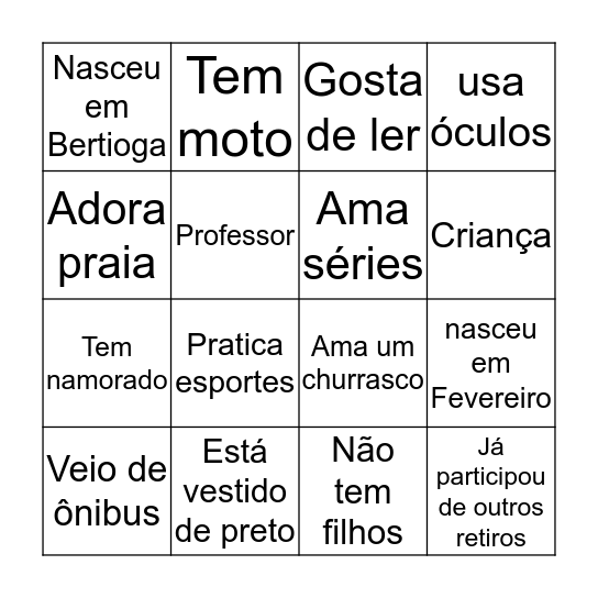 RETIRO 2019 Bingo Card