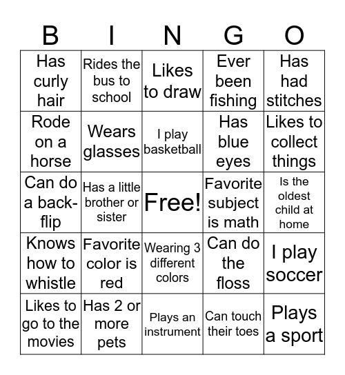 Human Bingo Card