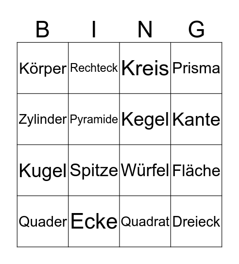 Körper-Bingo Card