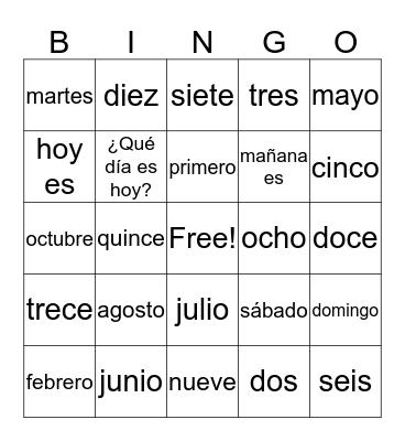 El Calendario Bingo Card