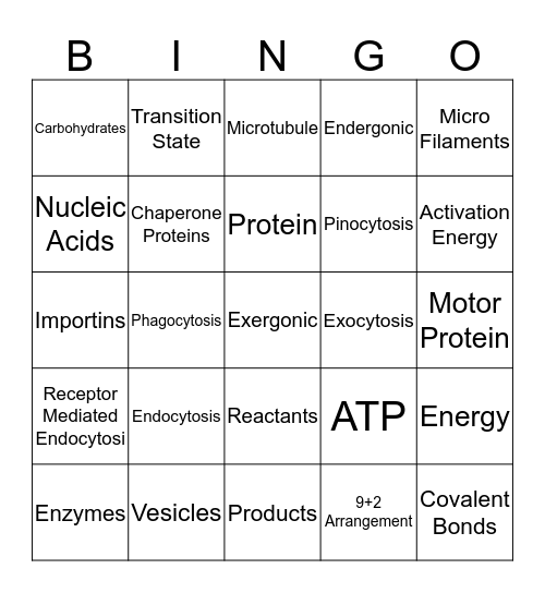 BIO BINGO Card