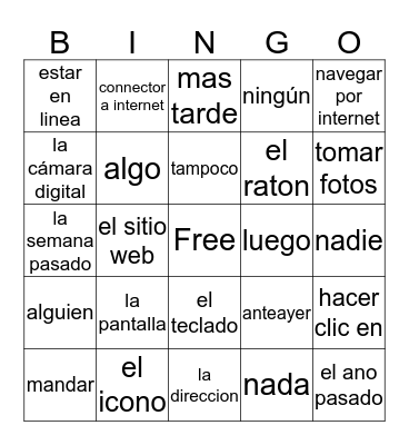 spanish Bingo Card