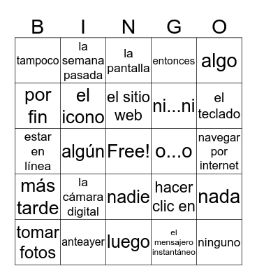 Vocabulary Bingo Card