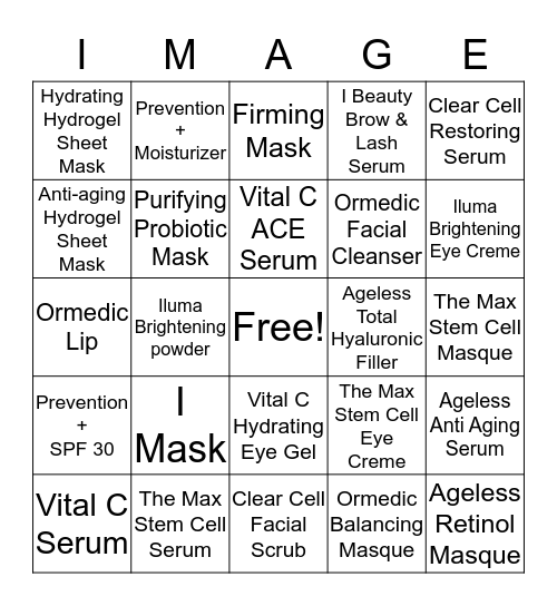 Image Skin Care Bingo Card