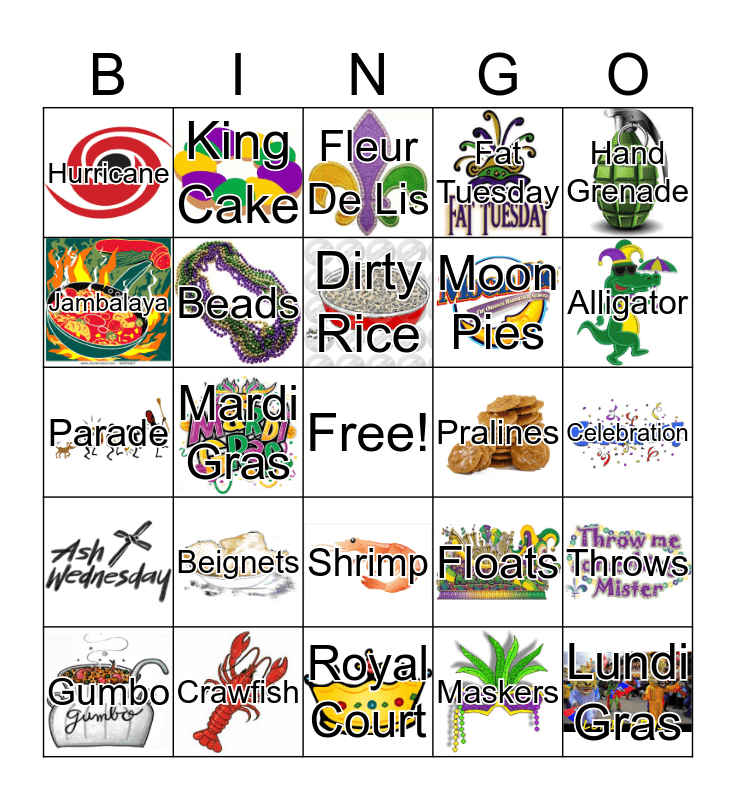 MARDI GRAS Bingo Card
