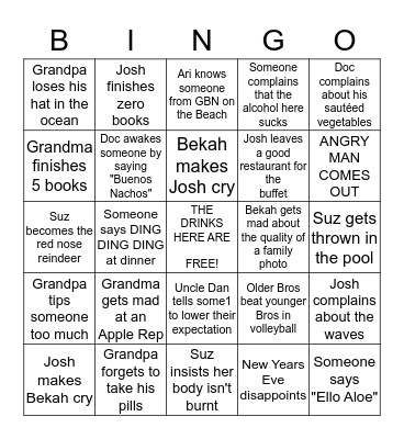 Hakimian Style Vacation Bingo 2013-2014 Bingo Card