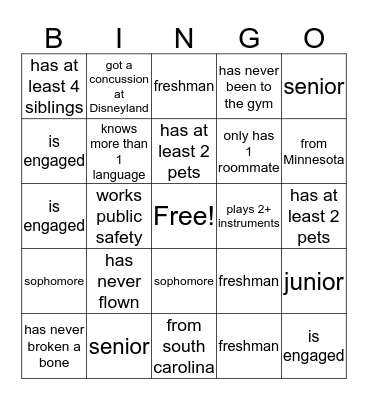 First Floor BINGO Card