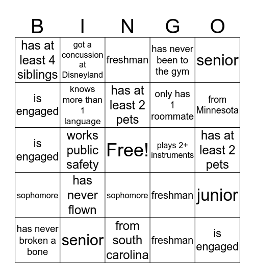 First Floor BINGO Card