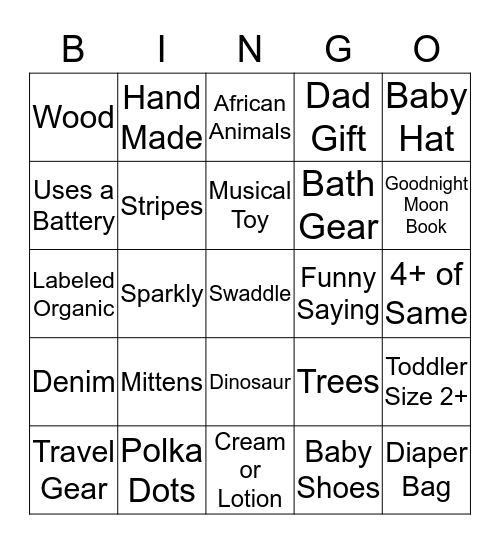 Jeff & Suzie’s Baby Shower Bingo Card