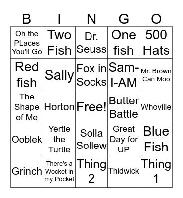 Seussical Bingo Card