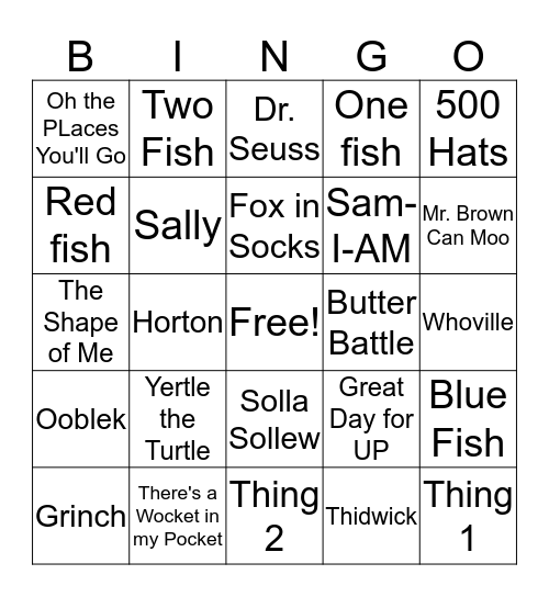 Seussical Bingo Card