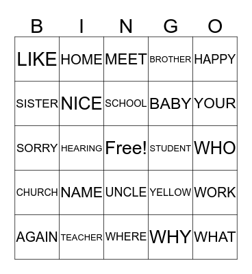 HANDS ON...SIGN LANGUAGE GROUP Bingo Card