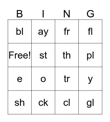 chart 6 Bingo Card