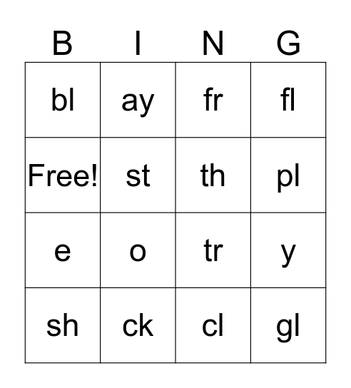 chart 6 Bingo Card