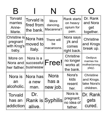 Doll's House Bingo Card