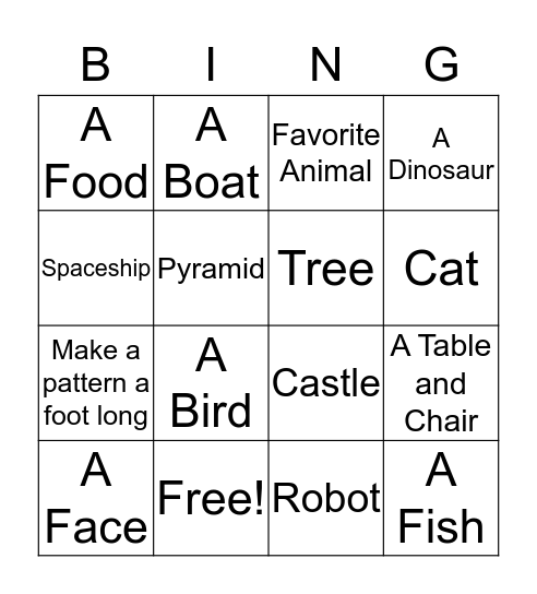 Lego Bingo Card