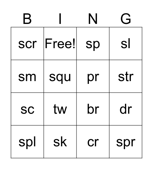 chart 7 Bingo Card