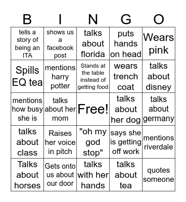 Alli Bingo Card