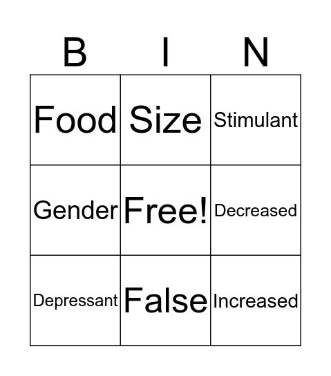 Chapter 8 Bingo Card