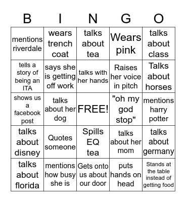 Ali Bingo Card