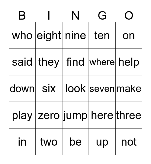 Sight Words 2nd Nine Weeks Bingo Card