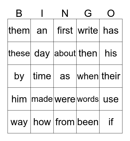 4th Nine Weeks Bingo Card