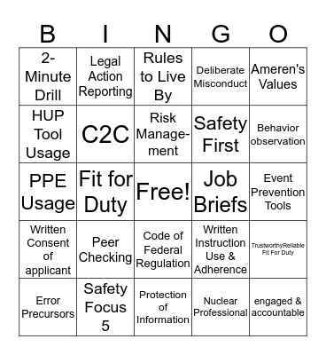 AAFFD BINGO Card