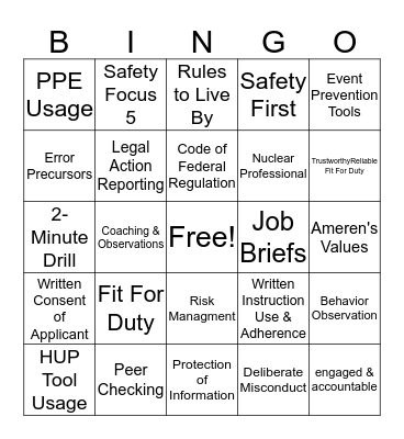 AAFFD BINGO Card