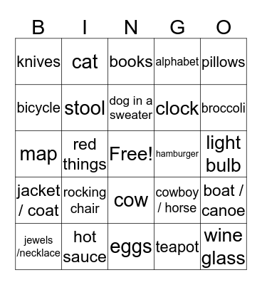 Vocabulary Bingo Card