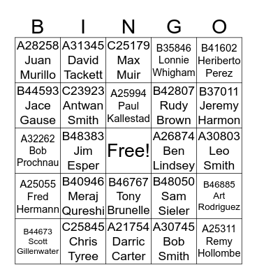 Tech number BINGO! Bingo Card