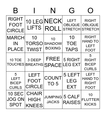 FITNESS BINGO Card