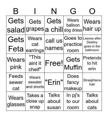 Wendy Bingo Card