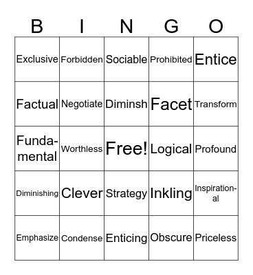 Unit 12 and 16 review Bingo Card