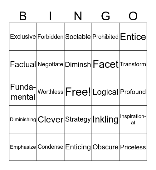Unit 12 and 16 review Bingo Card